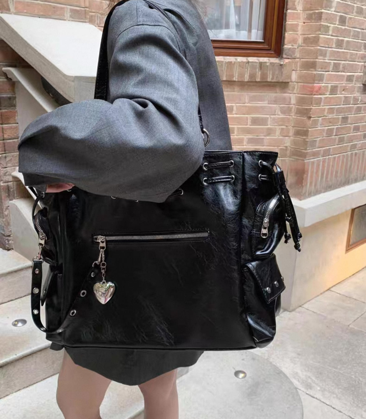Punk style multipurpose handbag