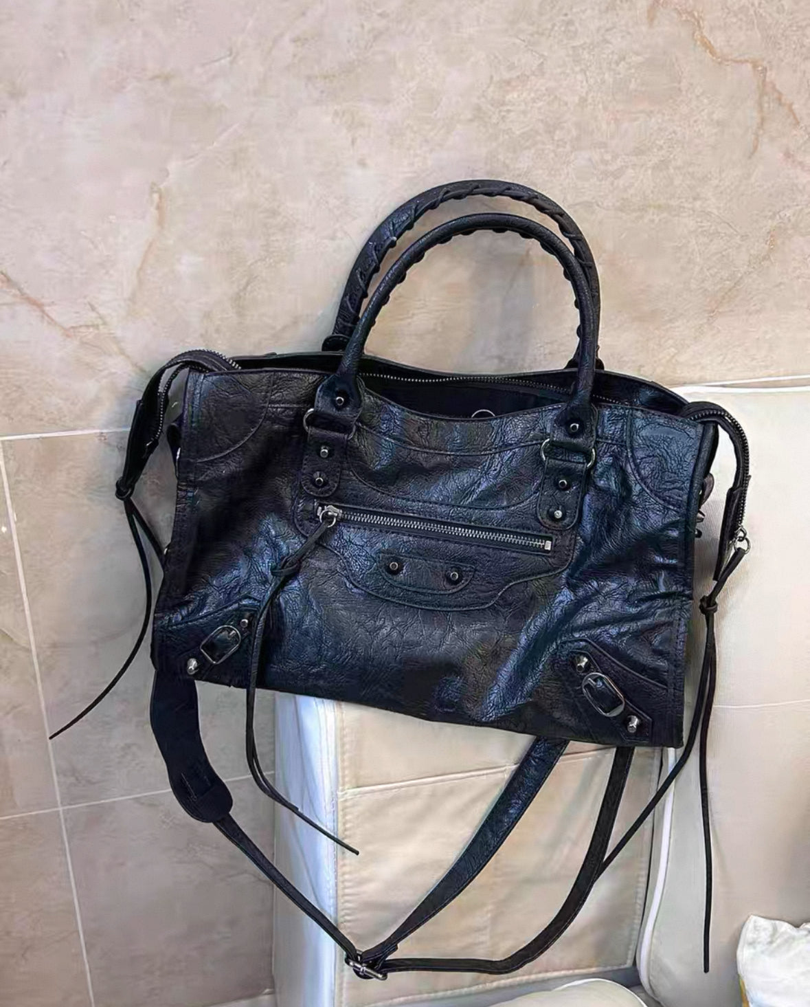 Large capacity punk motorcycle tote/handbag